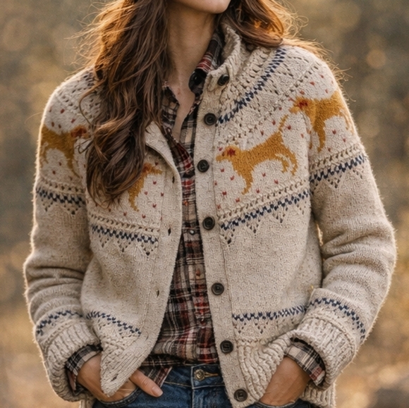 L.L. Bean Sweaters - VTG LL Bean Women's Signature Cotton Fisherman Sweater, Labrador Fair Isle